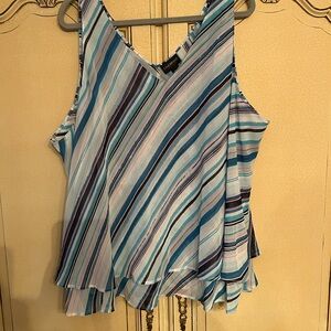 Lane Bryant 26 Striped Blue Sleeveless Top
